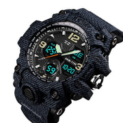 SKMEI 1155B Multifunctional Men Outdoor Sports Noctilucent Water-resistant Large Dial Wrist Watch(Denim Black)