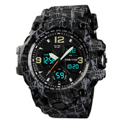 SKMEI 1155B Multifunctional Men Outdoor Sports Noctilucent Water-resistant Large Dial Wrist Watch(Grey Black)