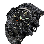SKMEI 1155B Multifunctional Men Outdoor Sports Noctilucent Water-resistant Large Dial Wrist Watch(Grey Black)