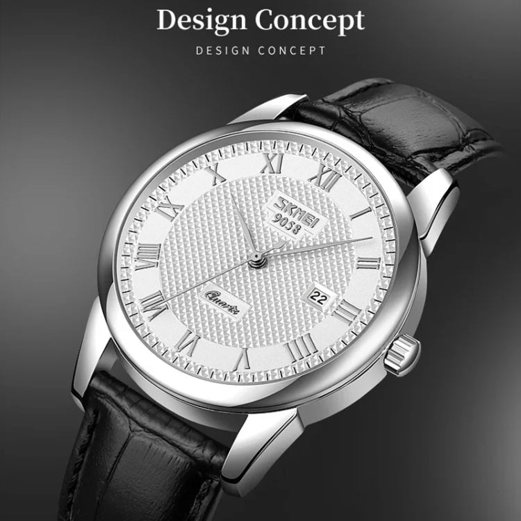 SKMEI 9058 Multifunctional Outdoor Fashion Water-resistant Silver Shell Quartz Wrist Watch (Women Style Black Face Black Strap)
