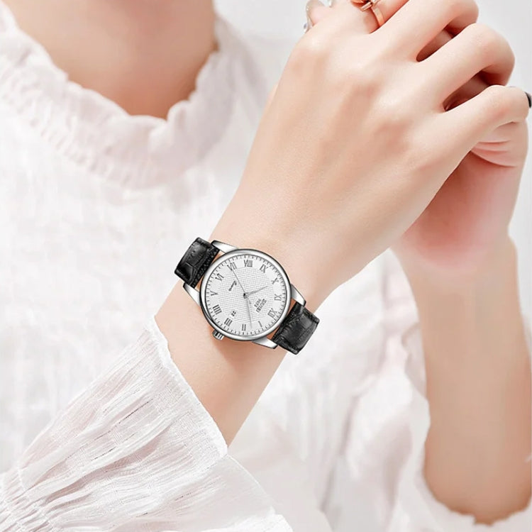 SKMEI 9058 Multifunctional Outdoor Fashion Water-resistant Silver Shell Quartz Wrist Watch (Women Style Black Face Black Strap)