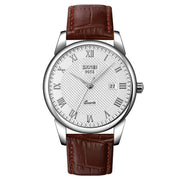 SKMEI 9058 Multifunctional Outdoor Fashion Water-resistant Silver Shell Quartz Wrist Watch (Men Style Silver Face Brown Strap)
