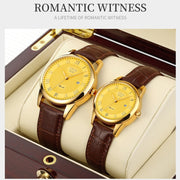 SKMEI 9058 Multifunctional Outdoor Fashion Water-resistant Gold Shell Quartz Wrist Watch(Men Style Silver Face Brown Strap)