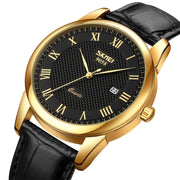 SKMEI 9058 Multifunctional Outdoor Fashion Water-resistant Gold Shell Quartz Wrist Watch(Men Style Black Face Black Strap)