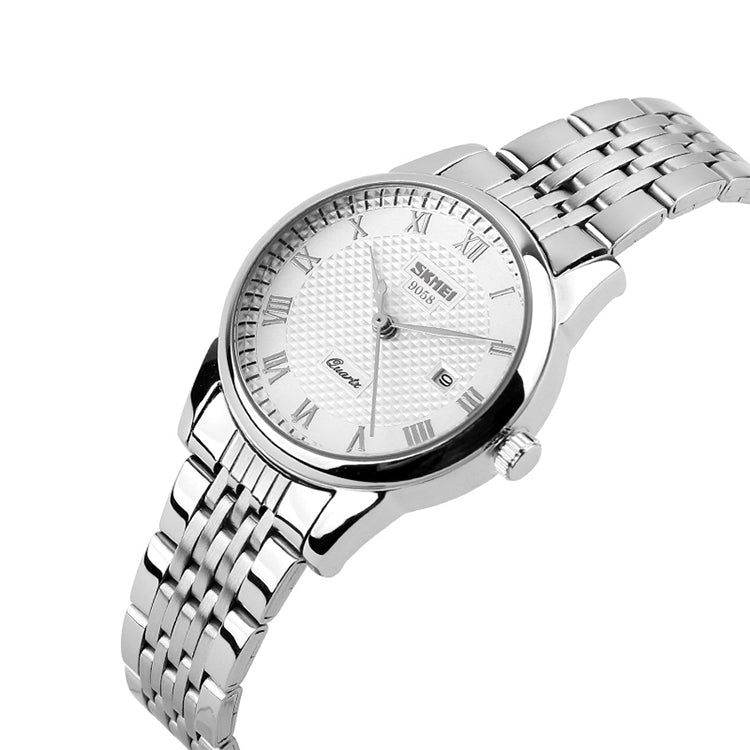 SKMEI 9058 Multifunctional Outdoor Fashion Water-resistant Steel Strip Quartz Wrist Watch(Men Style White)