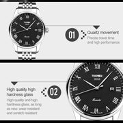 SKMEI 9058 Multifunctional Outdoor Fashion Water-resistant Steel Strip Quartz Wrist Watch(Men Style White)