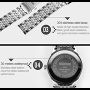 SKMEI 9058 Multifunctional Outdoor Fashion Water-resistant Steel Strip Quartz Wrist Watch(Men Style White)