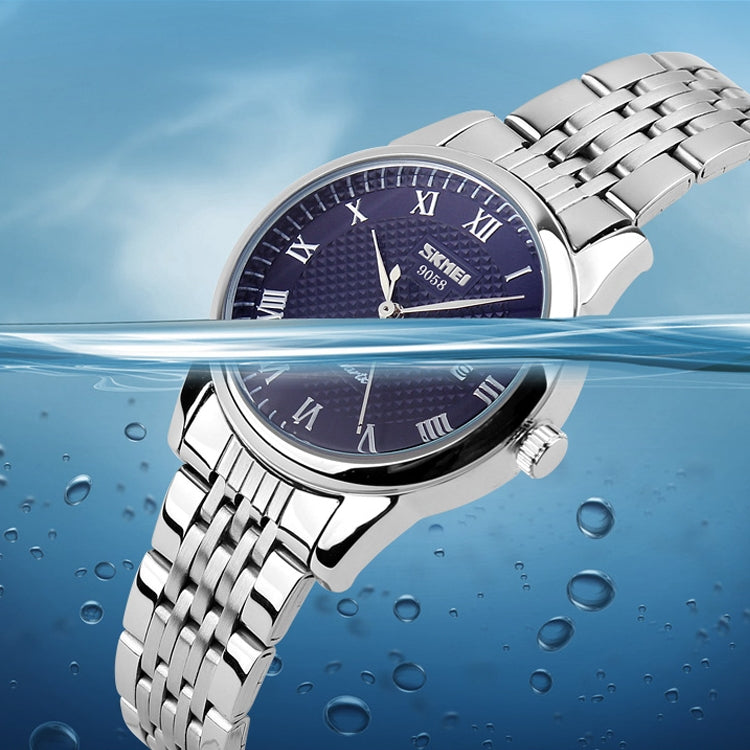SKMEI 9058 Multifunctional Outdoor Fashion Water-resistant Steel Strip Quartz Wrist Watch(Women Style White)