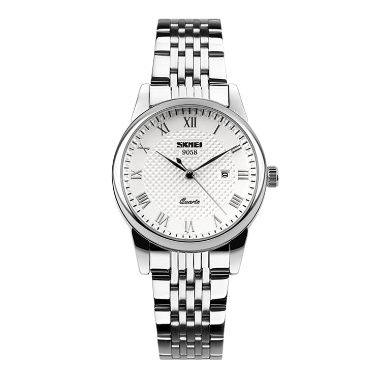 SKMEI 9058 Multifunctional Outdoor Fashion Water-resistant Steel Strip Quartz Wrist Watch(Women Style White)