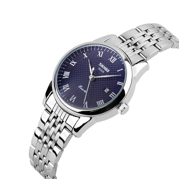 SKMEI 9058 Multifunctional Outdoor Fashion Water-resistant Steel Strip Quartz Wrist Watch(Women Style Blue)