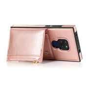 For Huawei Mate 20 Square Zipper Wallet Bag TPU+PU Back Cover Case with Holder & Card Slots & Wallet & Cross-body Strap(Rose Gold)