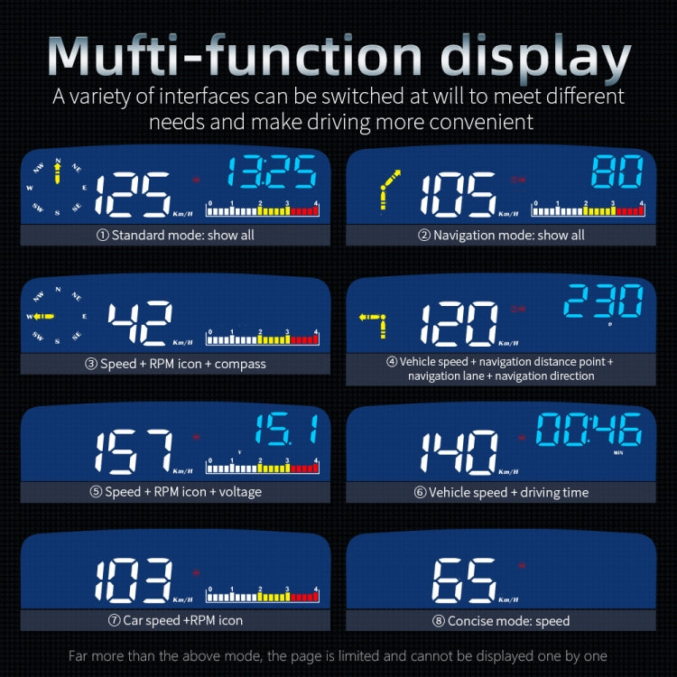 C5 OBD2 + GPS Mode Car HUD Head-up Display Water Temperature / Vehicle Speed / Voltage - Head Up Display System by PMC TechLife | Online Shopping South Africa | PMC TechLife | Buy Now Pay Later Mobicred