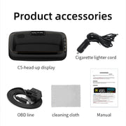 C5 OBD2 + GPS Mode Car HUD Head-up Display Water Temperature / Vehicle Speed / Voltage