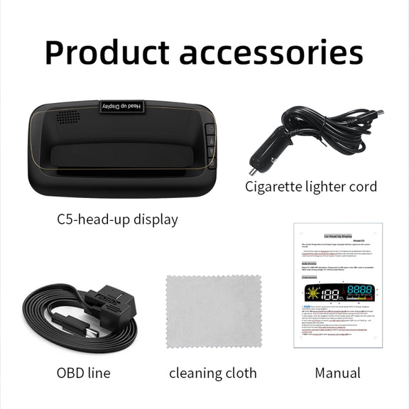 C5 OBD2 + GPS Mode Car HUD Head-up Display Water Temperature / Vehicle Speed / Voltage