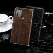 For HTC Desire 20+ idewei Crocodile Texture Horizontal Flip Leather Case with Holder & Card Slots & Wallet(Dark Blue)
