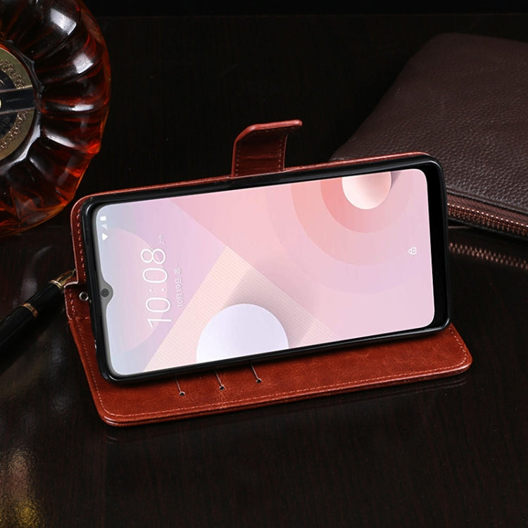 For HTC Desire 20+ idewei Crazy Horse Texture Horizontal Flip Leather Case with Holder & Card Slots & Wallet(Rose Red)