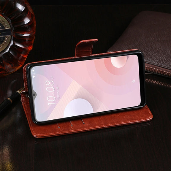For HTC Desire 20+ idewei Crazy Horse Texture Horizontal Flip Leather Case with Holder & Card Slots & Wallet(White)