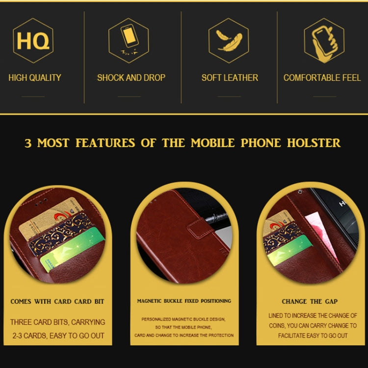 For HTC Desire 20+ idewei Crazy Horse Texture Horizontal Flip Leather Case with Holder & Card Slots & Wallet(Red)