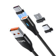 TOPK AM63 1m USB to 8 Pin + USB-C / Type-C + Micro USB 3 in 1 Flat Magnetic Metal Connector Nylon Braided Magnetic Fast Charging Data Cable(Black) - free shipping - PMC TechLife - Order now!