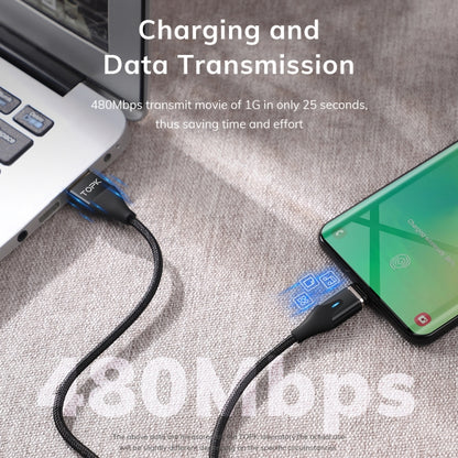 TOPK AM63 1m USB to 8 Pin + USB-C / Type-C + Micro USB 3 in 1 Flat Magnetic Metal Connector Nylon Braided Magnetic Fast Charging Data Cable(Black) - free shipping - PMC Jewellery - Order now!