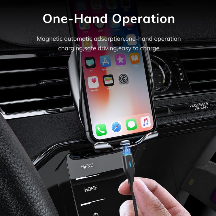 TOPK AM63 1m USB to 8 Pin + USB-C / Type-C + Micro USB 3 in 1 Flat Magnetic Metal Connector Nylon Braided Magnetic Fast Charging Data Cable(Black)