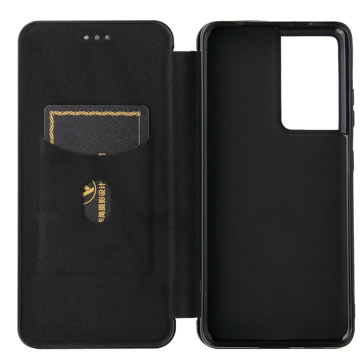 For Samsung Galaxy S21 Ultra 5G Carbon Fiber Texture Horizontal Flip TPU + PC + PU Leather Case with Card Slot(Black) - Galaxy S21 Ultra 5G Cases by PMC TechLife | Online Shopping South Africa | PMC TechLife