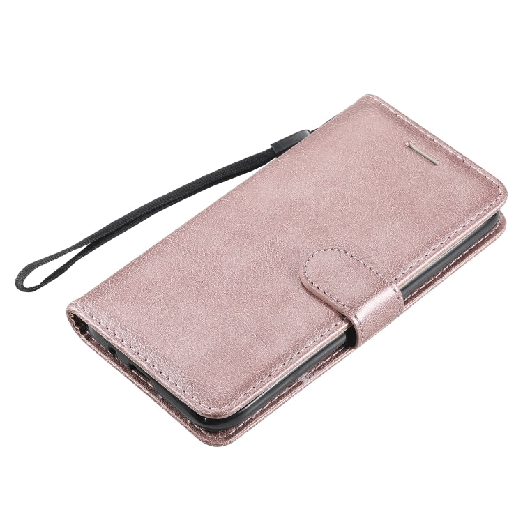 For Samsung Galaxy A01 Solid Color Horizontal Flip Protective Leather Case with Holder & Card Slots & Wallet & Photo Frame & Lanyard(Rose Gold) - Galaxy Phone Cases by PMC TechLife | Online Shopping South Africa | PMC TechLife