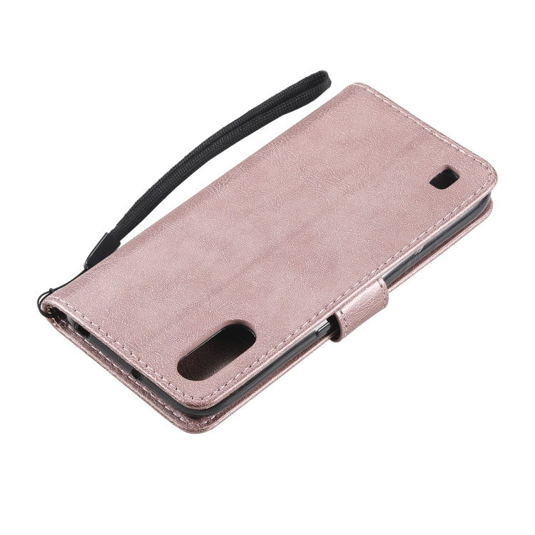For Samsung Galaxy A01 Solid Color Horizontal Flip Protective Leather Case with Holder & Card Slots & Wallet & Photo Frame & Lanyard(Rose Gold) - Galaxy Phone Cases by PMC TechLife | Online Shopping South Africa | PMC TechLife