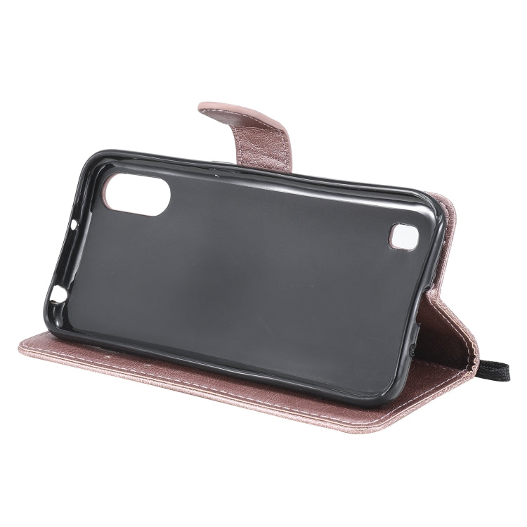 For Samsung Galaxy A01 Solid Color Horizontal Flip Protective Leather Case with Holder & Card Slots & Wallet & Photo Frame & Lanyard(Rose Gold) - Galaxy Phone Cases by PMC TechLife | Online Shopping South Africa | PMC TechLife