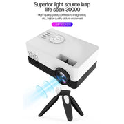 J15 1920 x 1080P HD Household Mini LED Projector with Tripod Mount Support AV / HDMI x 1 / USB x1 / TF x 1, Plug Type:US Plug(Black White)