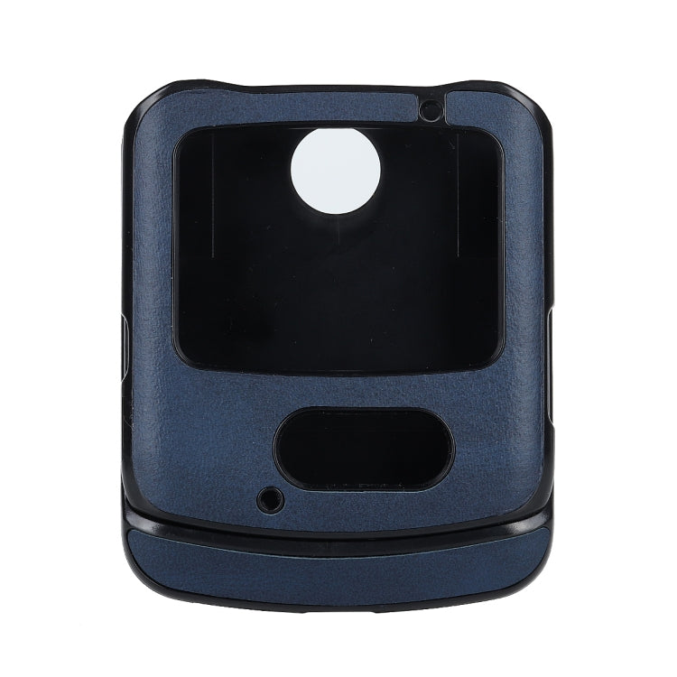 For Motorola Moto Razr 5G Two-color Cowhide Texture Top-grain Leather Shockproof Protective Case(Blue) - Motorola Cases by PMC TechLife | Online Shopping South Africa | PMC TechLife