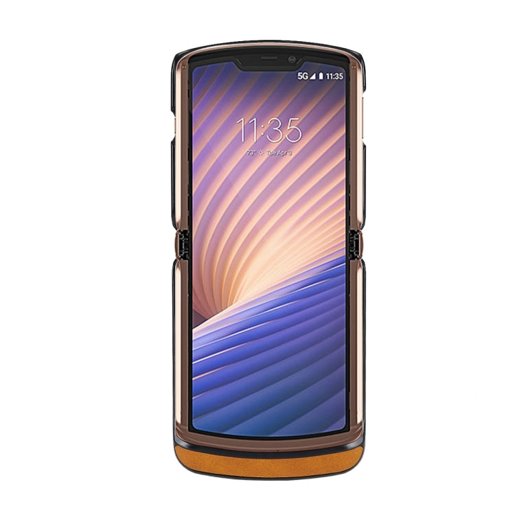 For Motorola Moto Razr 5G Two-color Cowhide Texture Top-grain Leather Shockproof Protective Case(Blue) - Motorola Cases by PMC TechLife | Online Shopping South Africa | PMC TechLife