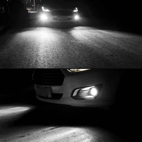 H11 / H8 2 PCS DC12-24V / 8.6W Car Double Colors Fog Lights with 24LEDs SMD-3030 & Constant Current, Bag Packaging(White Light + Ice Blue Light)