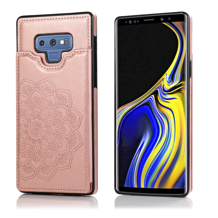 For Samsung Galaxy Note9 Double Buckle Mandala Pattern PU+TPU Protective Case with Card Slots & Holder & Photo Frame(Rose Gold) - Galaxy Phone Cases by PMC TechLife | Online Shopping South Africa | PMC TechLife
