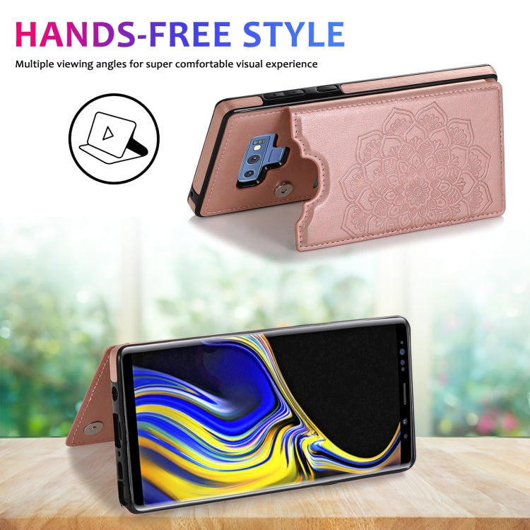 For Samsung Galaxy Note9 Double Buckle Mandala Pattern PU+TPU Protective Case with Card Slots & Holder & Photo Frame(Rose Gold) - Galaxy Phone Cases by PMC TechLife | Online Shopping South Africa | PMC TechLife