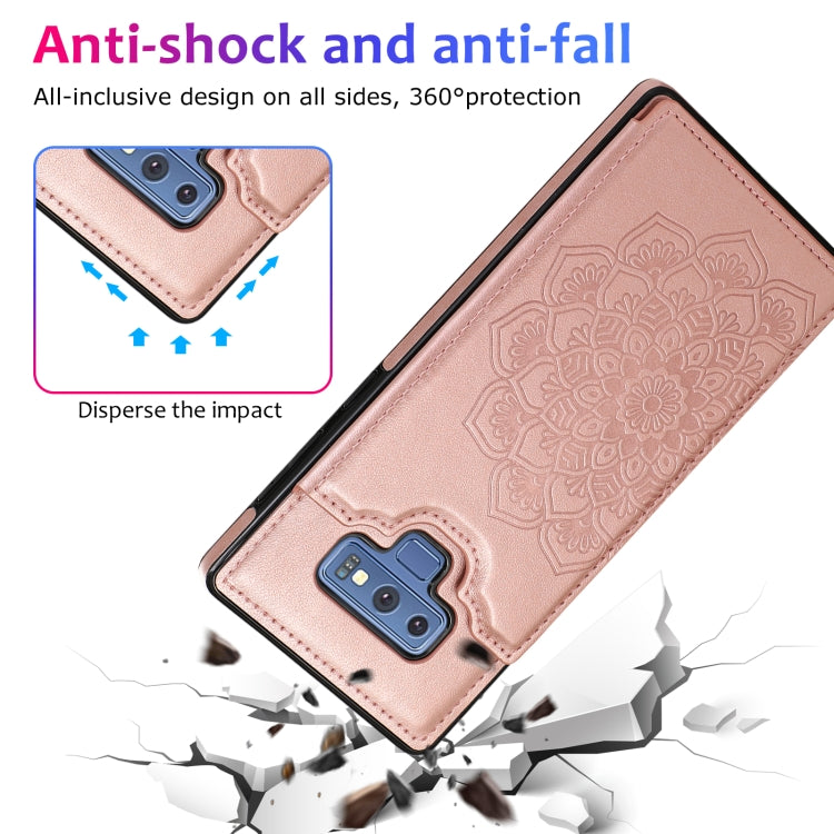 For Samsung Galaxy Note9 Double Buckle Mandala Pattern PU+TPU Protective Case with Card Slots & Holder & Photo Frame(Rose Gold) - Galaxy Phone Cases by PMC TechLife | Online Shopping South Africa | PMC TechLife