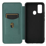 For DOOGEE N30 Carbon Fiber Texture Horizontal Flip TPU + PC + PU Leather Case with Card Slot(Green)