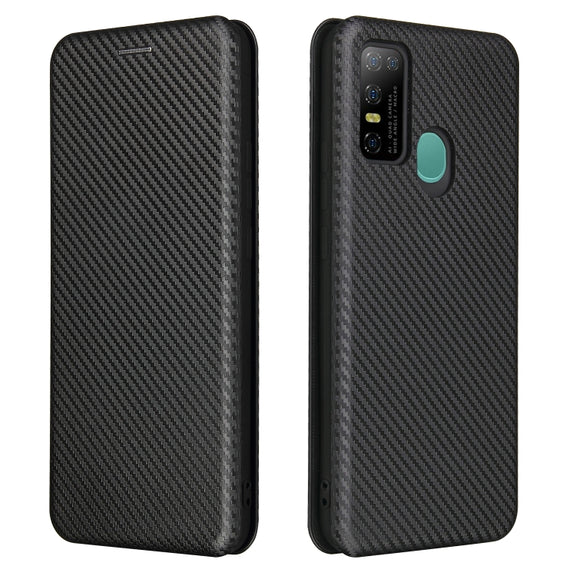 For DOOGEE N30 Carbon Fiber Texture Horizontal Flip TPU + PC + PU Leather Case with Card Slot(Black)