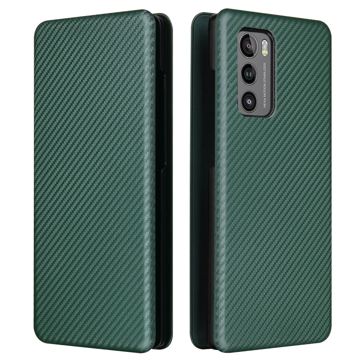 For LG Wing 5G Carbon Fiber Texture Horizontal Flip TPU + PC + PU Leather Case with Card Slot(Green) - LG Cases by PMC TechLife | Online Shopping South Africa | PMC TechLife | Buy Now Pay Later Mobicred
