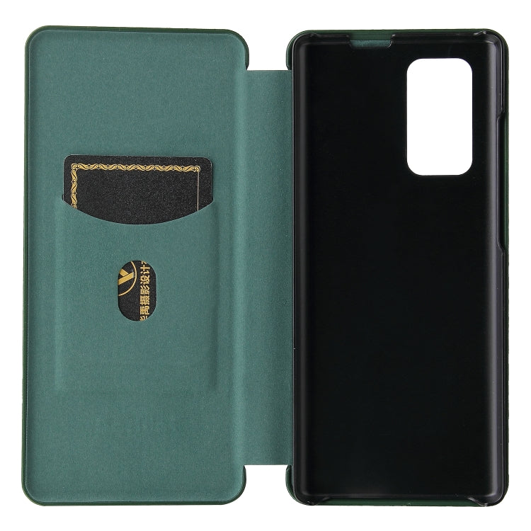 For LG Wing 5G Carbon Fiber Texture Horizontal Flip TPU + PC + PU Leather Case with Card Slot(Green) - LG Cases by PMC TechLife | Online Shopping South Africa | PMC TechLife | Buy Now Pay Later Mobicred