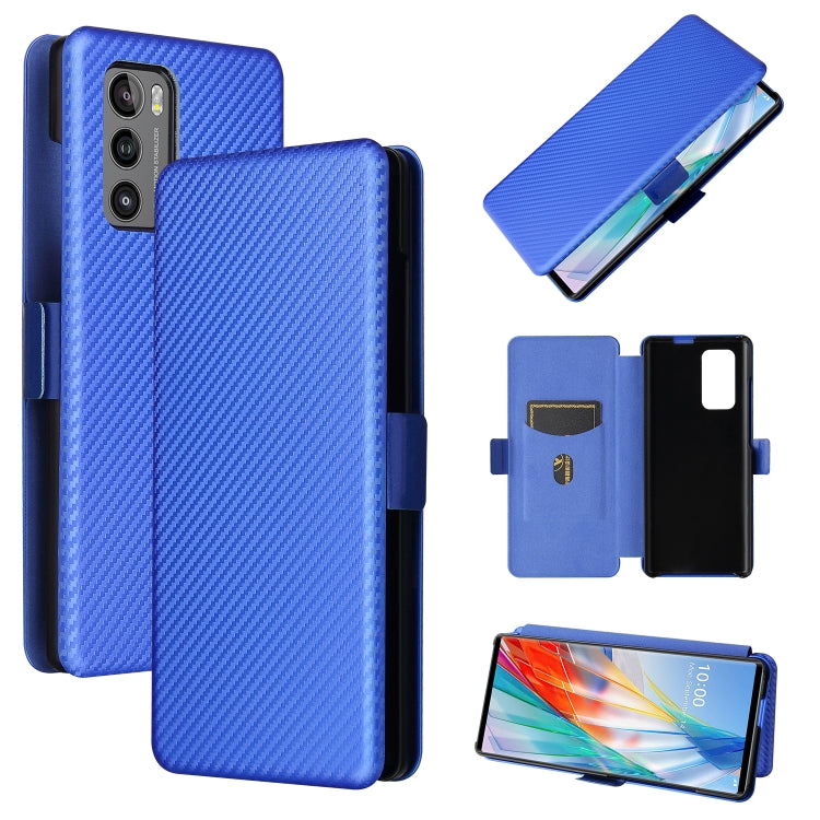 For LG Wing 5G with Buckle Carbon Fiber Texture Horizontal Flip TPU + PC + PU Leather Case with Card Slot(Blue) - LG by PMC TechLife | Online Shopping South Africa | PMC TechLife
