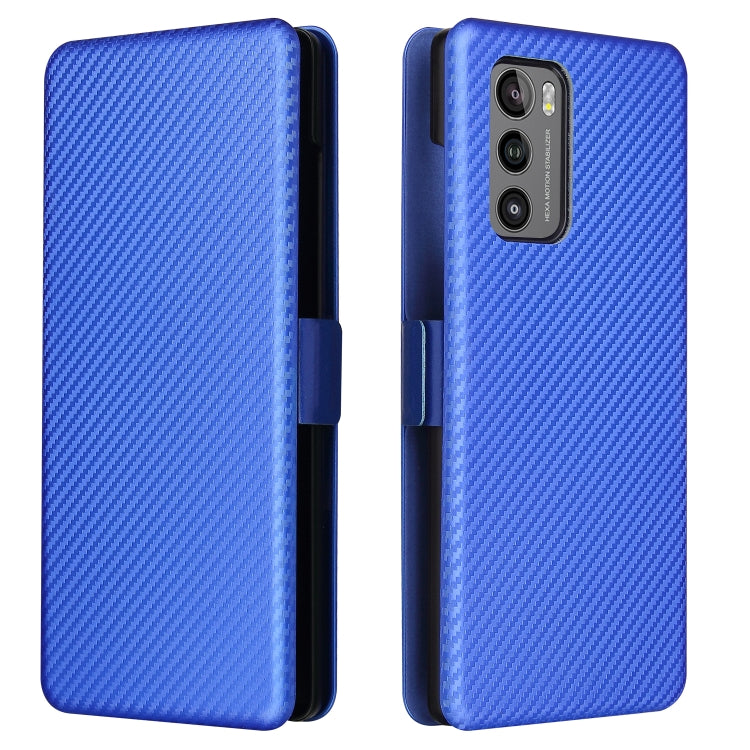 For LG Wing 5G with Buckle Carbon Fiber Texture Horizontal Flip TPU + PC + PU Leather Case with Card Slot(Blue) - LG by PMC TechLife | Online Shopping South Africa | PMC TechLife