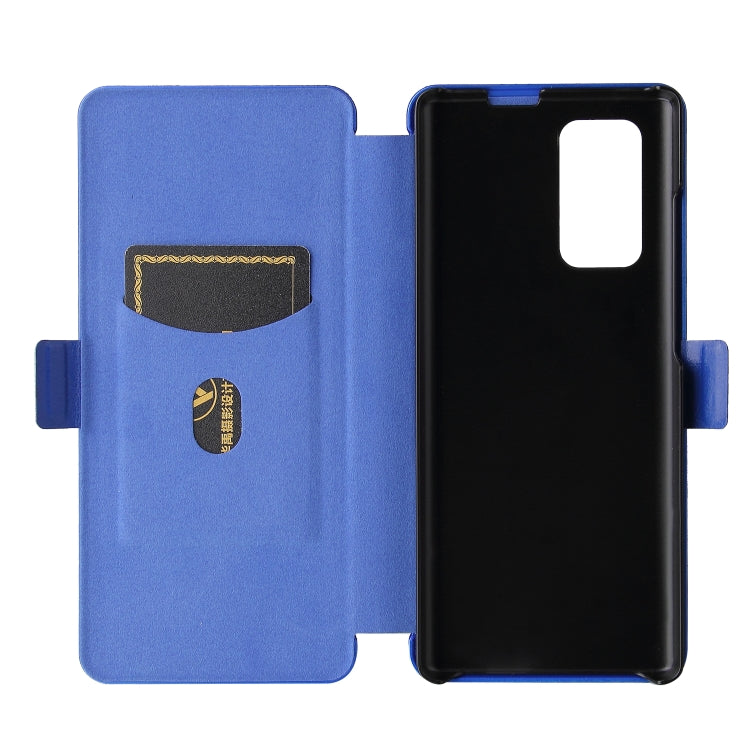 For LG Wing 5G with Buckle Carbon Fiber Texture Horizontal Flip TPU + PC + PU Leather Case with Card Slot(Blue) - LG by PMC TechLife | Online Shopping South Africa | PMC TechLife