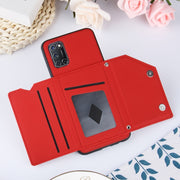 For OPPO A52 & A72 & A92 Skin Feel PU + TPU + PC Back Cover Shockproof Case with Card Slots & Holder & Photo Frame(Red)