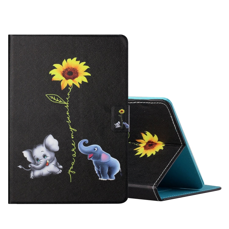 For 10 inch Tablet PC Universal Colored Drawing Horizontal Flip Leather Case with Holder & Card Slots(Elephant) - 10 - 11 inch by PMC TechLife | Online Shopping South Africa | PMC TechLife | Buy Now Pay Later Mobicred
