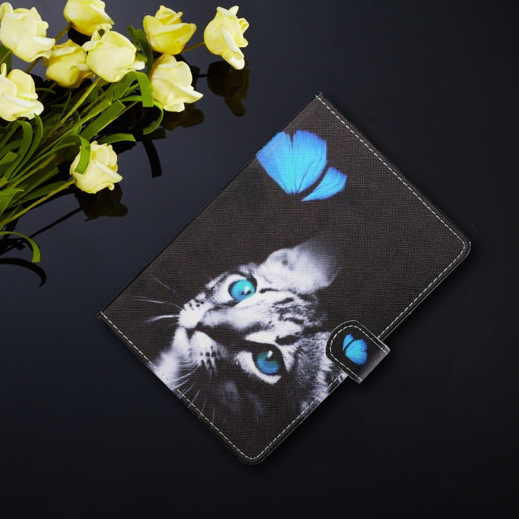 For 10 inch Tablet PC Universal Colored Drawing Horizontal Flip Leather Case with Holder & Card Slots(Butterfly Cat) - 10 - 11 inch by PMC TechLife | Online Shopping South Africa | PMC TechLife | Buy Now Pay Later Mobicred