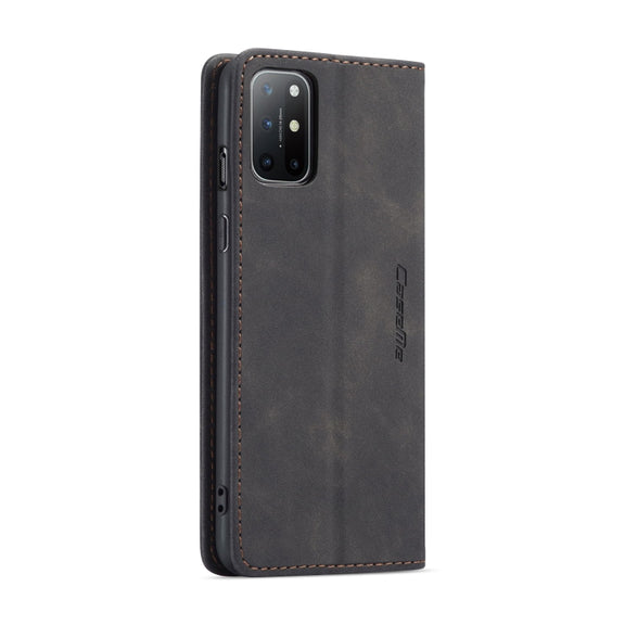 For OnePlus 8T CaseMe-013 Multifunctional Retro Frosted Horizontal Flip Leather Case with Card Slot & Holder & Wallet(Black)