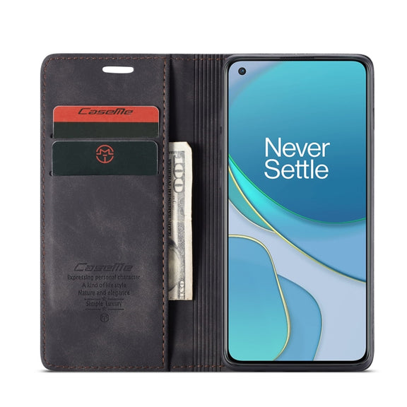For OnePlus 8T CaseMe-013 Multifunctional Retro Frosted Horizontal Flip Leather Case with Card Slot & Holder & Wallet(Black)