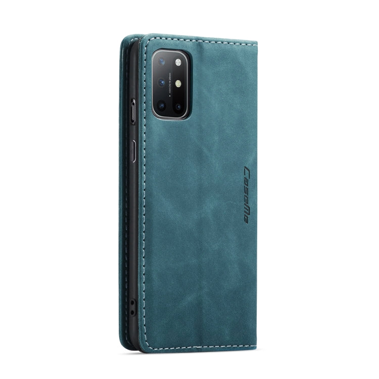 For OnePlus 8T CaseMe-013 Multifunctional Retro Frosted Horizontal Flip Leather Case with Card Slot & Holder & Wallet(Blue)