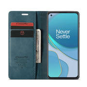 For OnePlus 8T CaseMe-013 Multifunctional Retro Frosted Horizontal Flip Leather Case with Card Slot & Holder & Wallet(Blue)